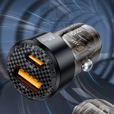 Автомобильное зарядное устройство  Toocki TQ-CC25A 60W / Fast Car Charger + кабель USB-C - USB-C