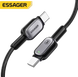 Кабель ESSAGER ES-X68 60W 480Mbps LED Indicator TypeC-TypeC 1m Grey
