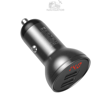Автомобильное зарядное устройство Baseus Digital Display Dual USB 4.8A/24W Grey
