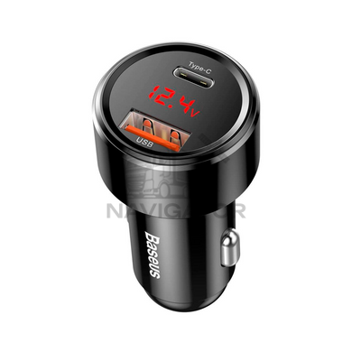 Зарядка в прикуриватель Baseus Magic Series Dual Quick Charge 45W USB + Type-C