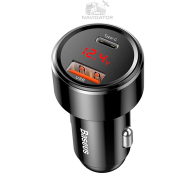 Зарядка в прикуриватель Baseus Magic Series Dual Quick Charge 45W USB + Type-C