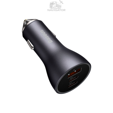 Зарядка в прикуриватель Baseus Golden Contactor Pro Triple Fast Charger 65w USB-A + 2x USB-C