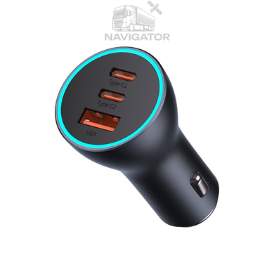 Зарядка в прикурювач Baseus Golden Contactor Pro Triple Fast Charger 65w USB-A + 2x USB-C