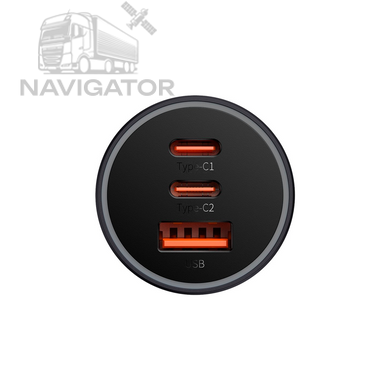 Зарядка в прикурювач Baseus Golden Contactor Pro Triple Fast Charger 65w USB-A + 2x USB-C