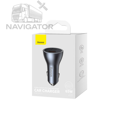 Зарядка в прикурювач Baseus Golden Contactor Pro Triple Fast Charger 65w USB-A + 2x USB-C